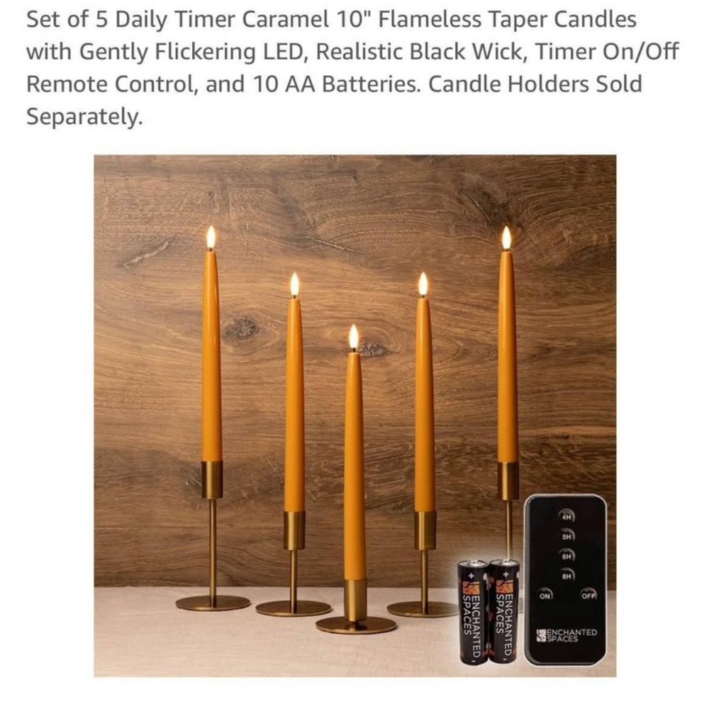 Beautiful caramel color flameless taper candles